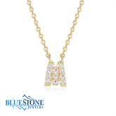 Gold Plated "M" Initial Necklace with CZ- 18"